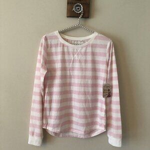 NWT PJ Salvage Girls Size XL Pajama Top Pink White Stripe Long Sleeve